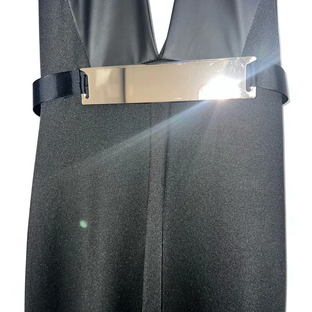 New Elegant Halter Black Plunge Dress - Picture 4 of 4